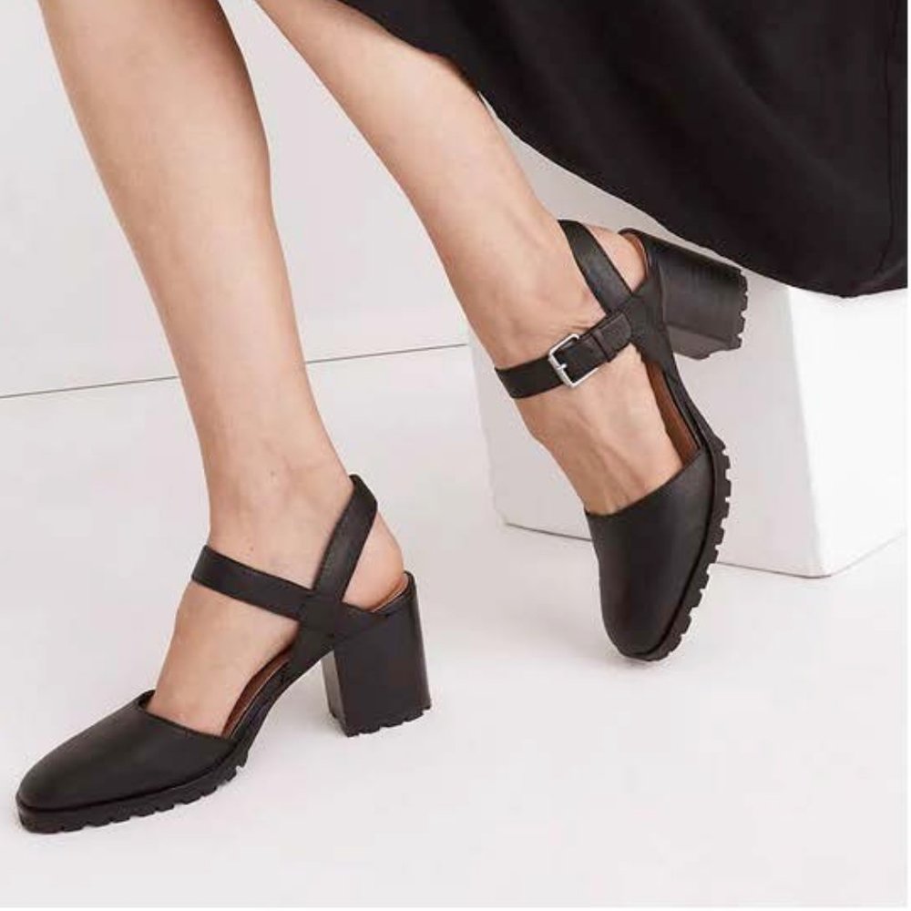 The Claudie Heeled Lugsole Mary Jane in Leather